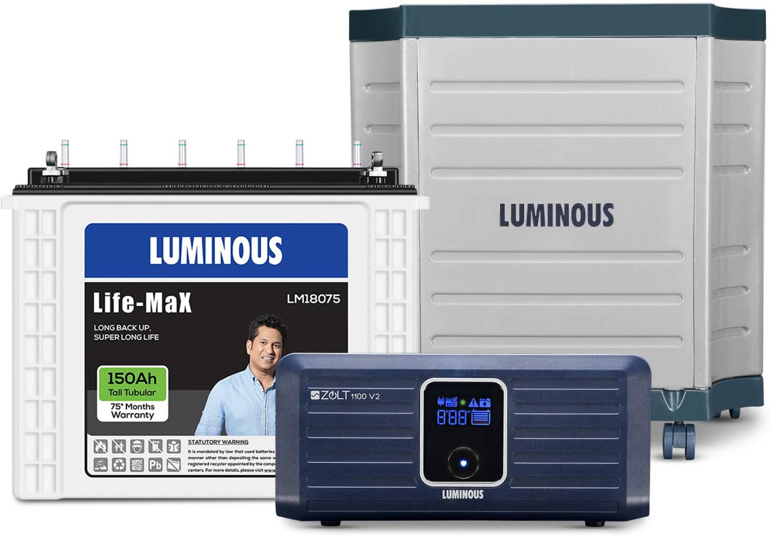 LUMINOUS Zolt 1100+LM18075+Trolley with 24 Months Warranty Pure Sine Wave Inverter