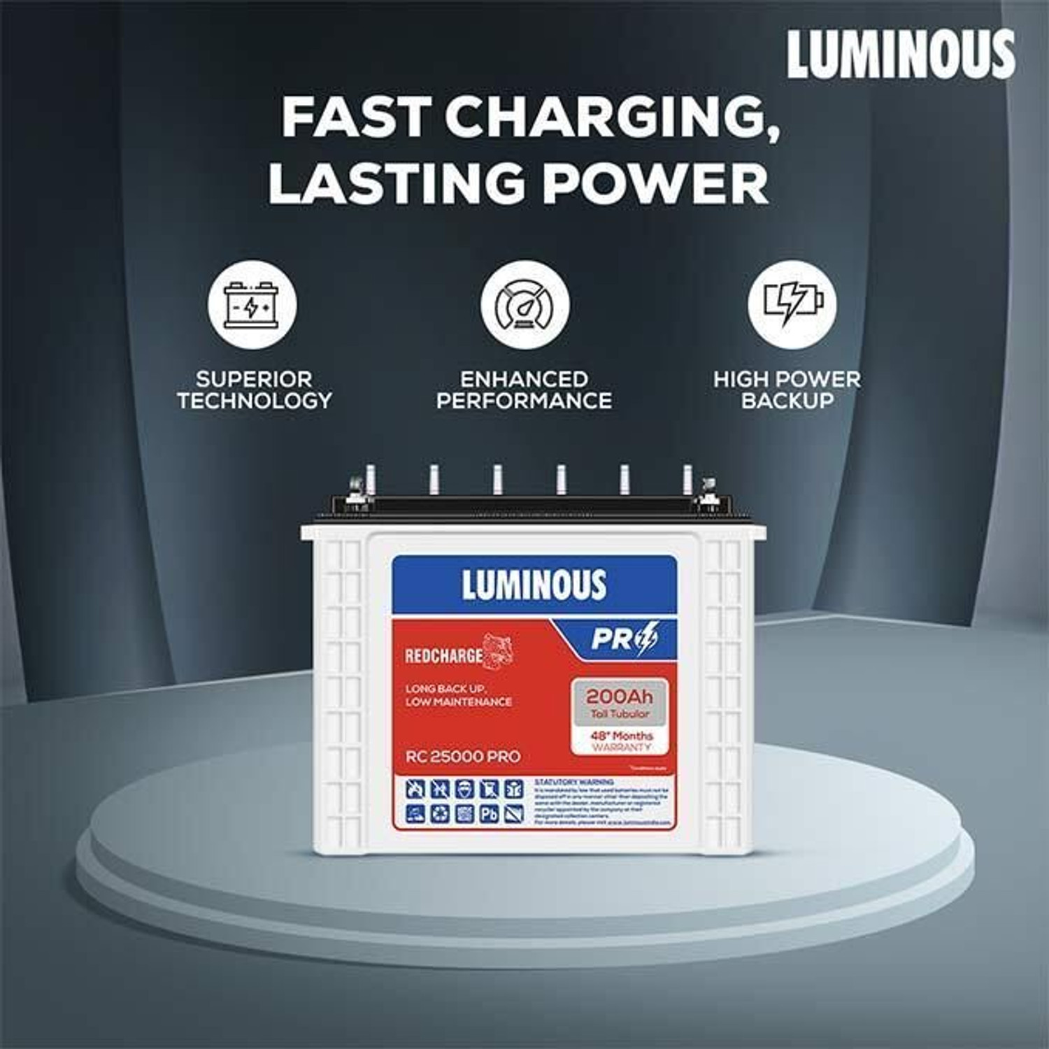 Image of LUMINOUS S 1150 Inverter & RC 25000 Pro 200Ah Battery & Trolly For Home And Office Zelio S 1150 & RC 25000 Pro with 48 Months Warranty Pure Sine Wave Inverter