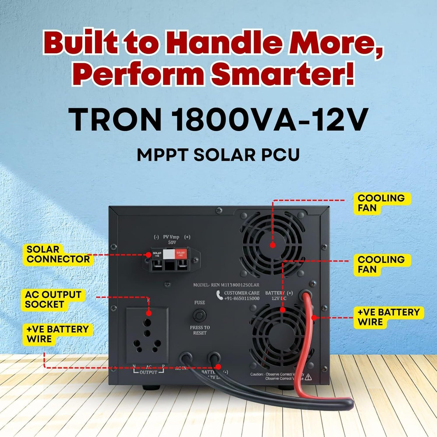 Image of eapro TRON 1800 TRON REN M1P180012SOLAR with 36 Months Warranty Solar Compatible Pure Sine Wave Inverter
