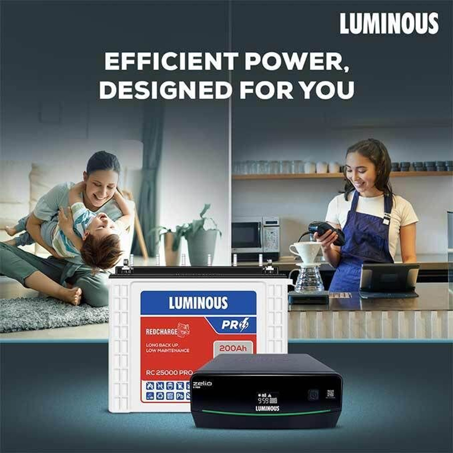 Image of LUMINOUS S 1150 Inverter & RC 25000 Pro 200Ah Battery & Trolly For Home And Office Zelio S 1150 & RC 25000 Pro with 48 Months Warranty Pure Sine Wave Inverter