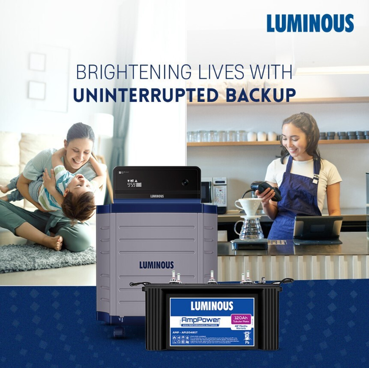 Image of LUMINOUS Zelio 1100 + AMP-AP12048ST + T with 3 Year Warranty Pure Sine Wave Inverter