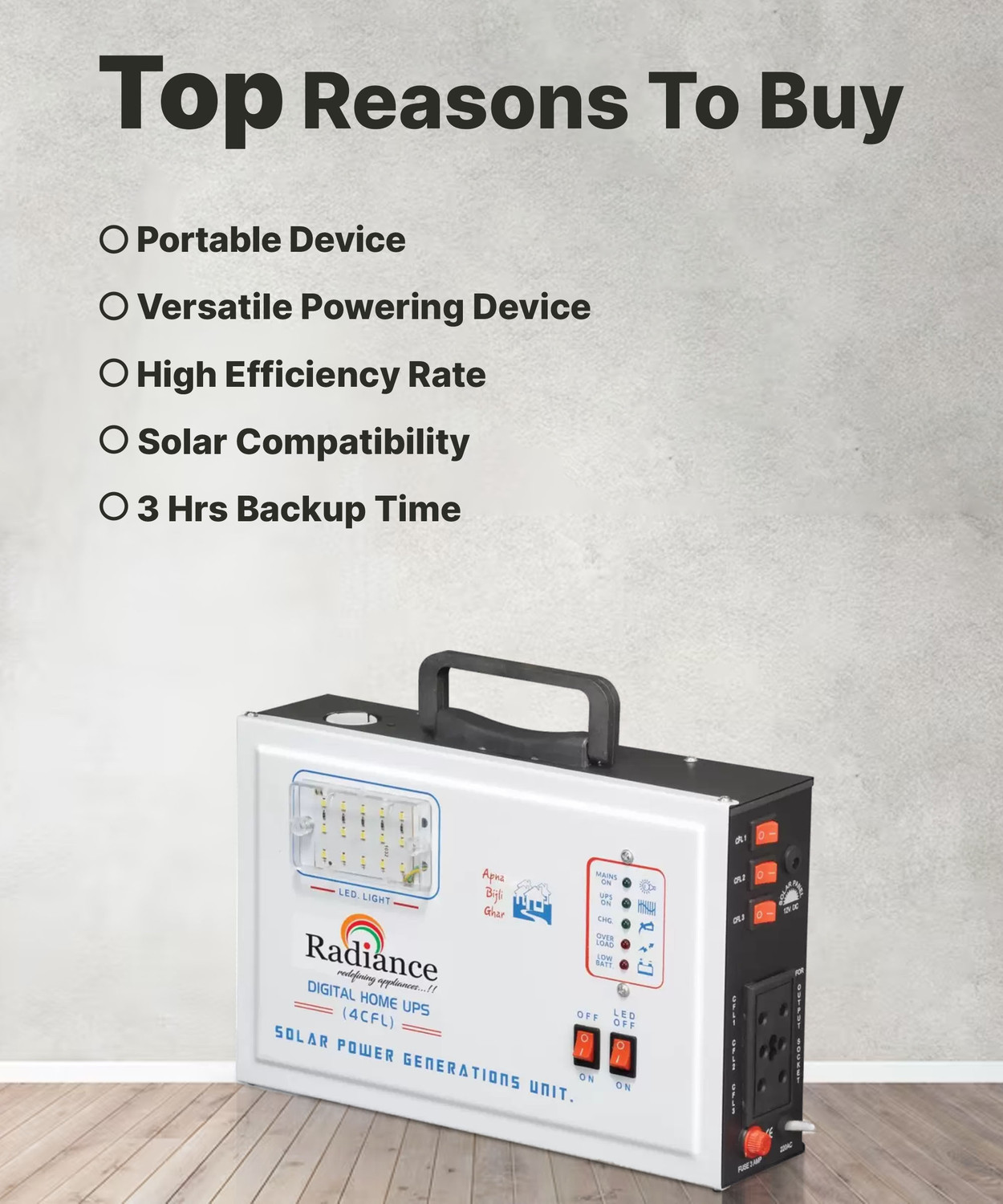 Image of Radiance WITH 12V 7.2AH EXIDE BATTERY RD-150 R CFL UPS Solar Compatible Square Wave Inverter