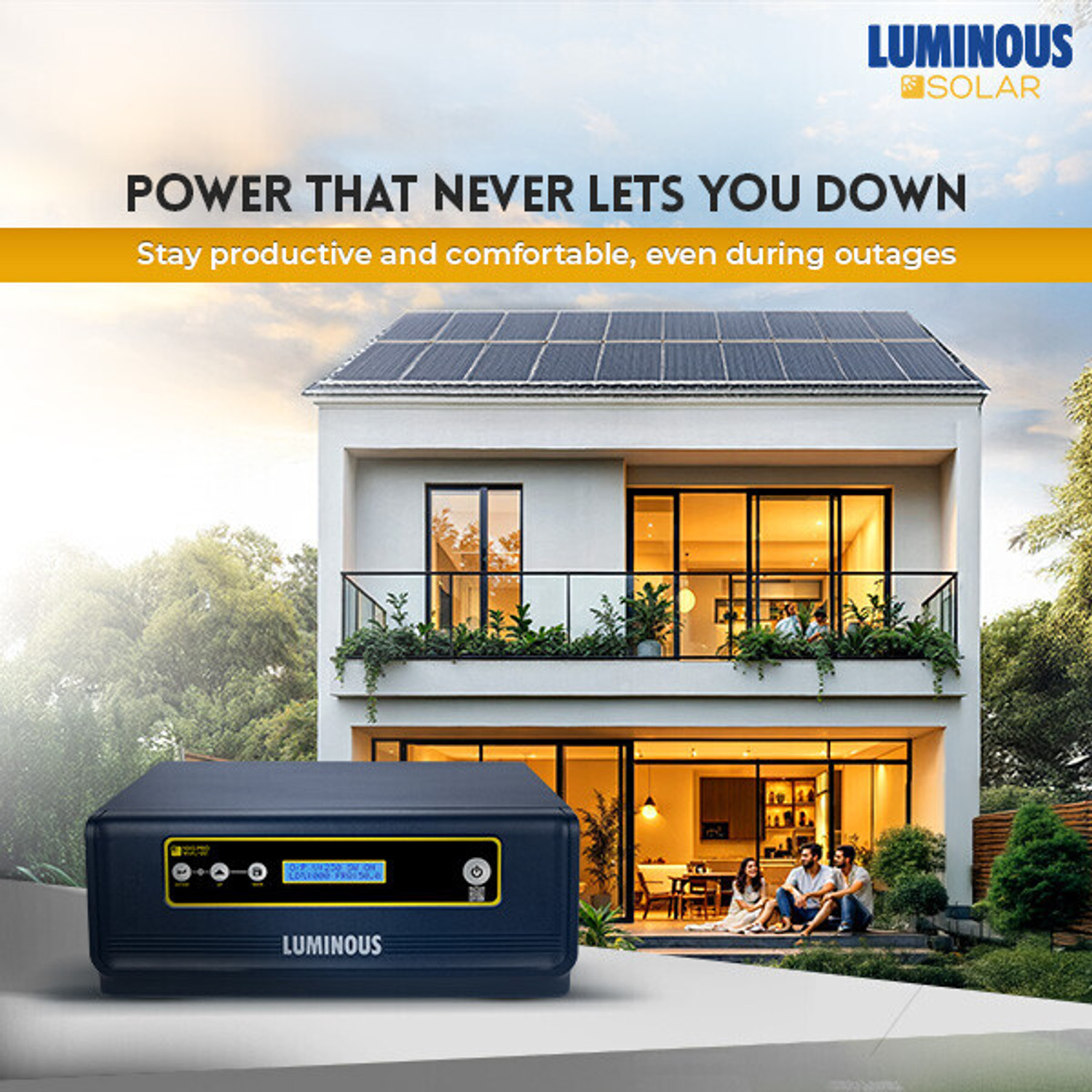 Image of LUMINOUS NXG PRO 1KVA /12V with 3 Year Warranty Solar Compatible Pure Sine Wave Inverter