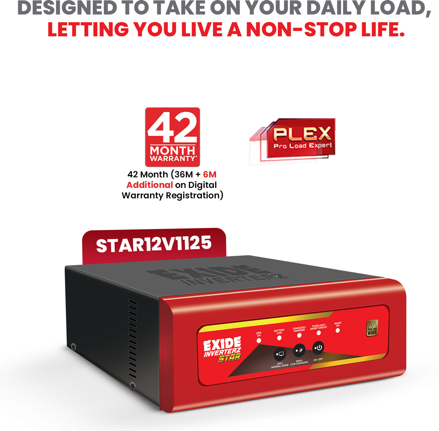 Image of EXIDE STAR STAR STAR12V1125 with 42 Months Warranty Pure Sine Wave Inverter