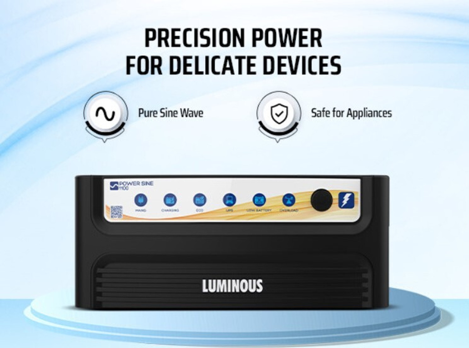 Image of LUMINOUS Power Sine Black 1100 with 3 Year Warranty Pure Sine Wave Inverter