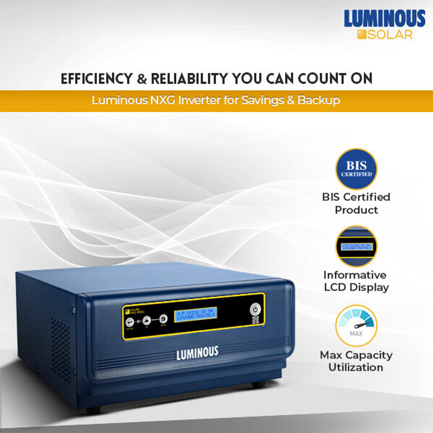 Image of LUMINOUS NXG 1850e with 3 Year Warranty Solar Compatible Pure Sine Wave Inverter