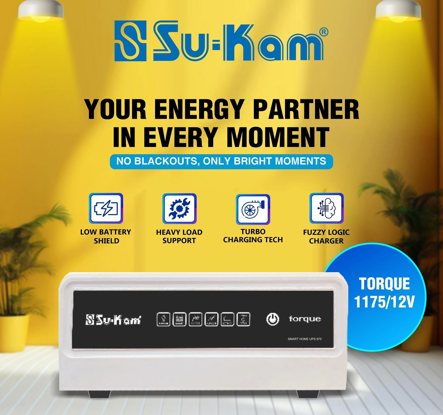 Image of Su-Kam Torque 1175 Inverter with Big Warrior TT15036 150Ah battery Torque 1175 /12V + TT15036 150Ah Battery with 60 Months Warranty Square Wave Inverter
