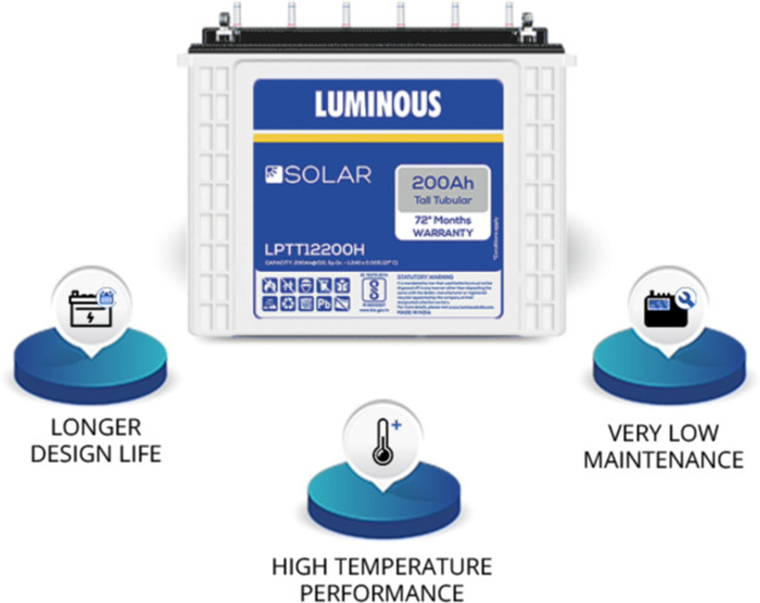 Image of LUMINOUS LPTT12200H LPTT12200H with 6 Year Warranty Solar Compatible Pure Sine Wave Inverter