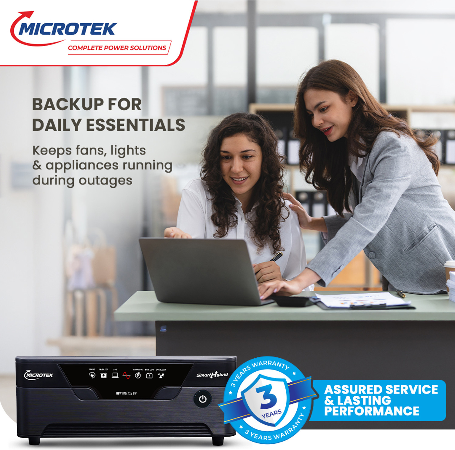 Image of Microtek SMART HYBRID NEW 1075 12V (Compatible with lithium-ion batteries) UPS SMART HYBRID NEW 1075 12V with 3 Year Warranty Pure Sine Wave Inverter