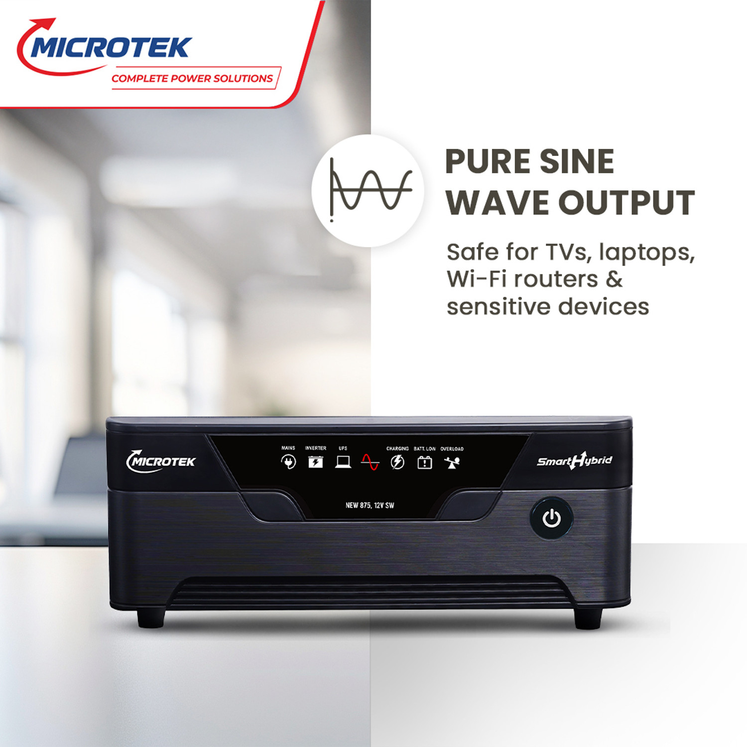 Image of Microtek SMART HYBRID NEW 1075 12V (Compatible with lithium-ion batteries) UPS SMART HYBRID NEW 1075 12V with 3 Year Warranty Pure Sine Wave Inverter