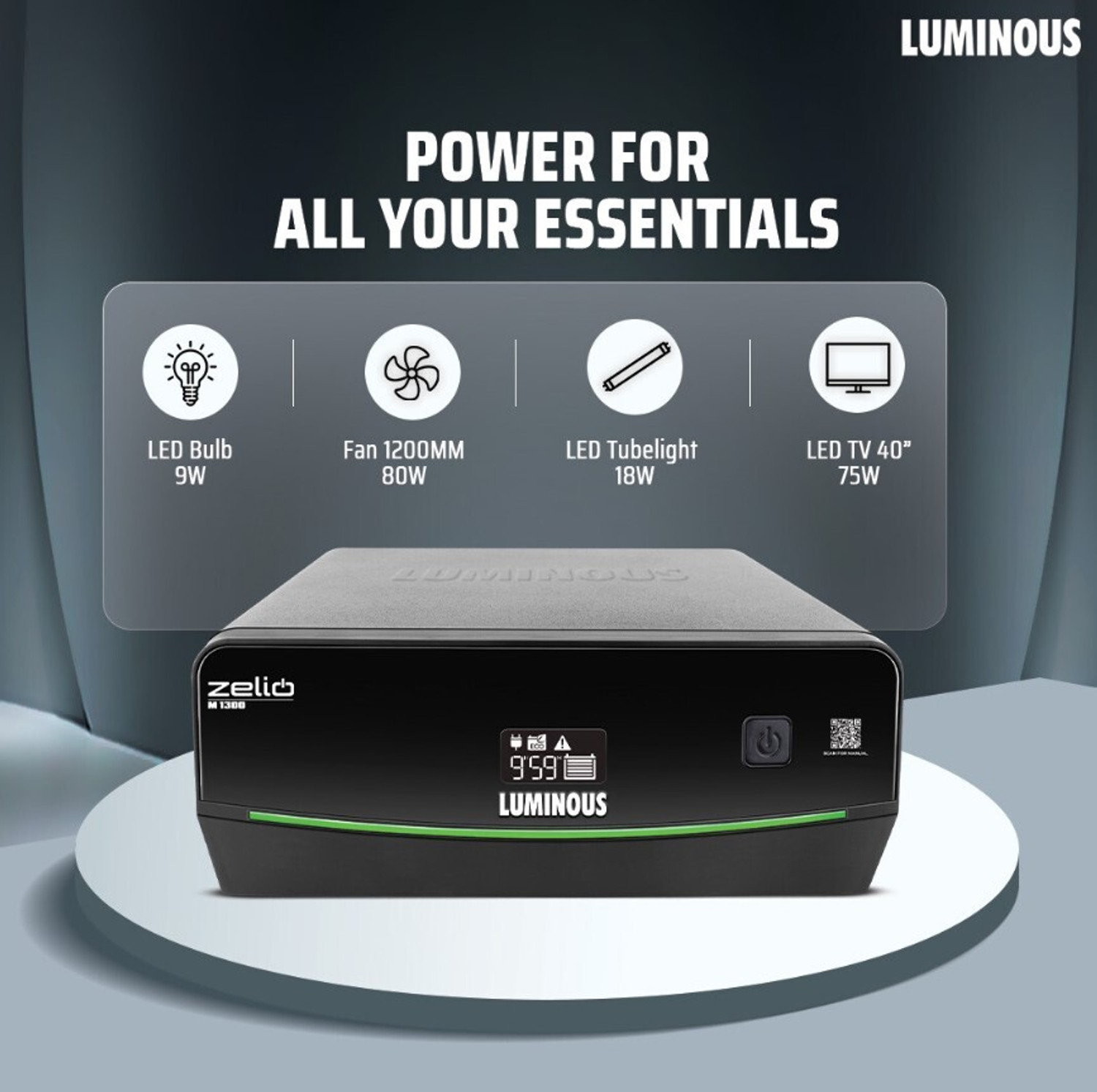 Image of LUMINOUS Zelio M 1300 with 3 Year Warranty Pure Sine Wave Inverter