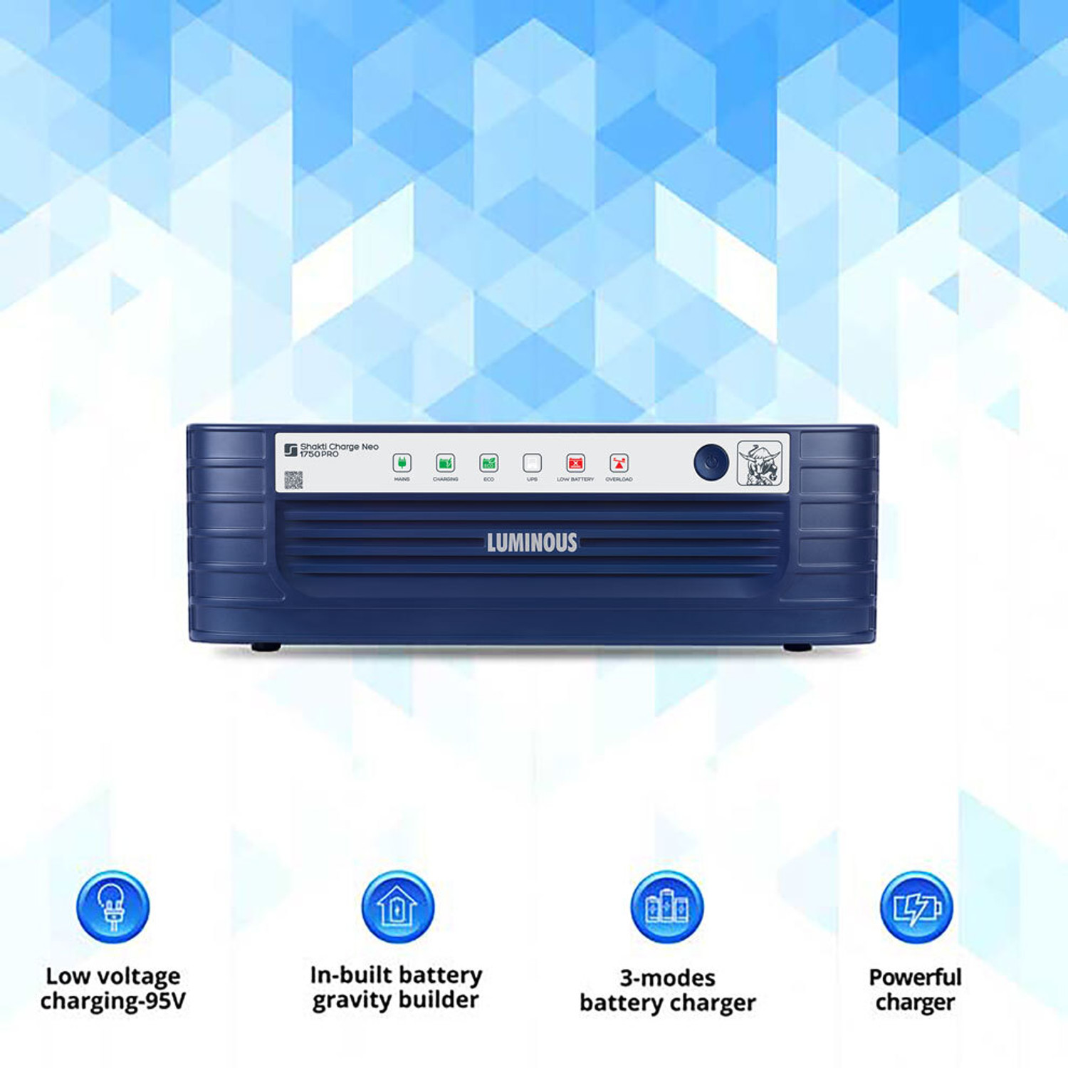 Image of LUMINOUS SHAKTI CHARGE NEO 1750 PRO with 24 Months Warranty Square Wave Inverter