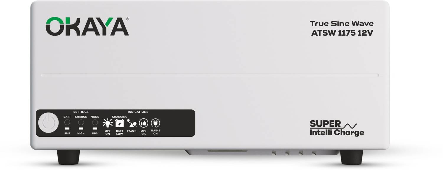 OKAYA Okaya Advanced True Sine Wave; VA Rating: 925 VA / 12V; 740 Watt ATSW 1175 12V with 36 Months Warranty Pure Sine Wave Inverter