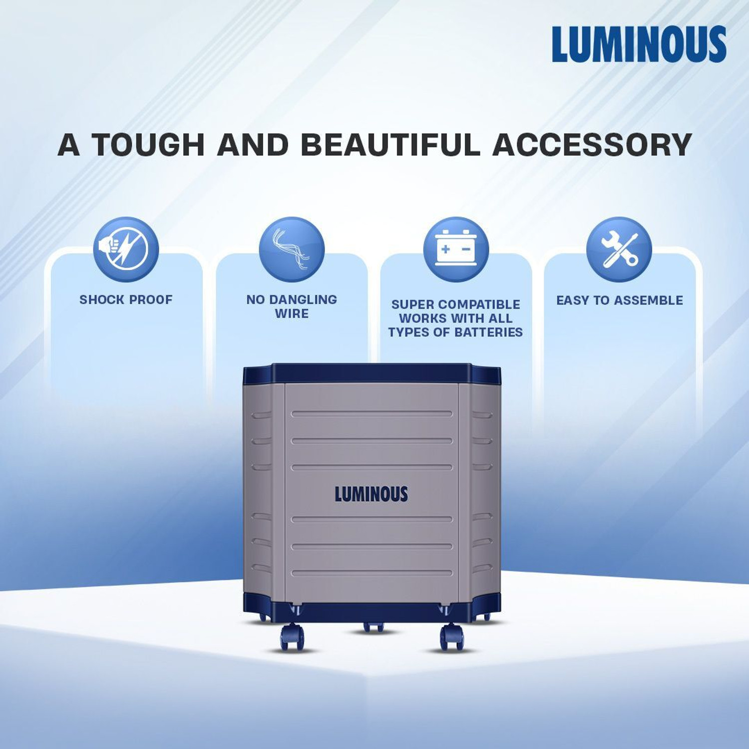 Image of LUMINOUS Hercules 1600 Square Wave Inverter, RC 25000 200Ah Battery with Trolley with 24 Months Warranty Square Wave Inverter