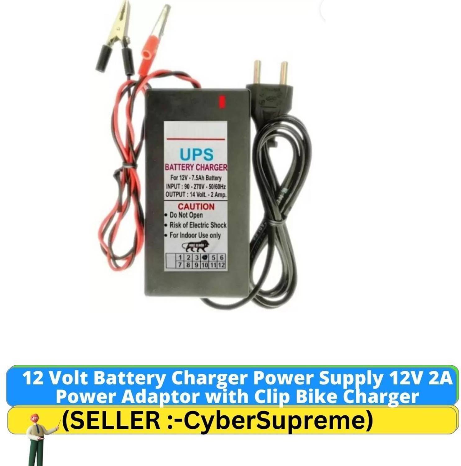 CyberSupreme 14 Volt 2 Amp for Up to 7 Amp UPS Battery Charger Mi