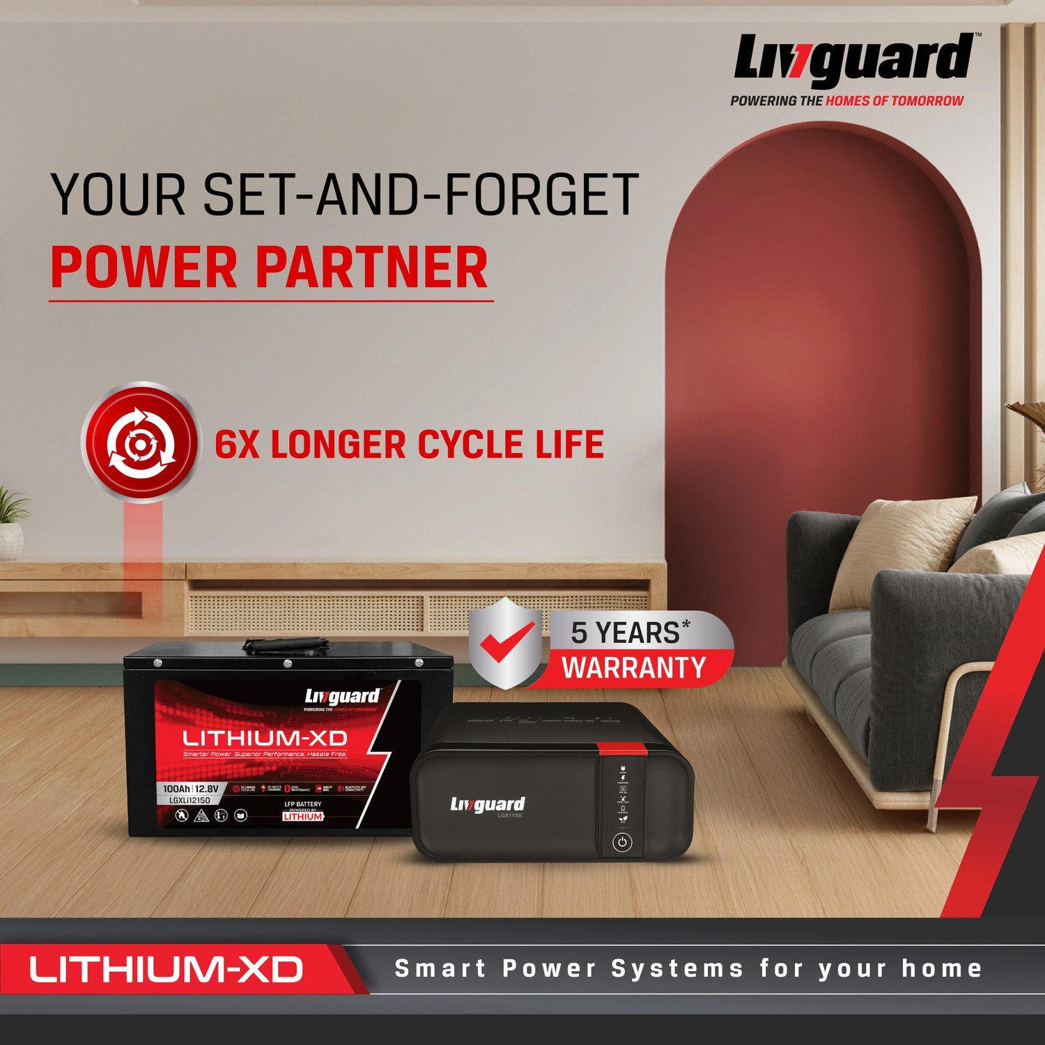 Image of Livguard LGS1100i* /12V LGXLI12150 900 VA Lithium XD Combo with 3 Year Warranty Lithium Ion