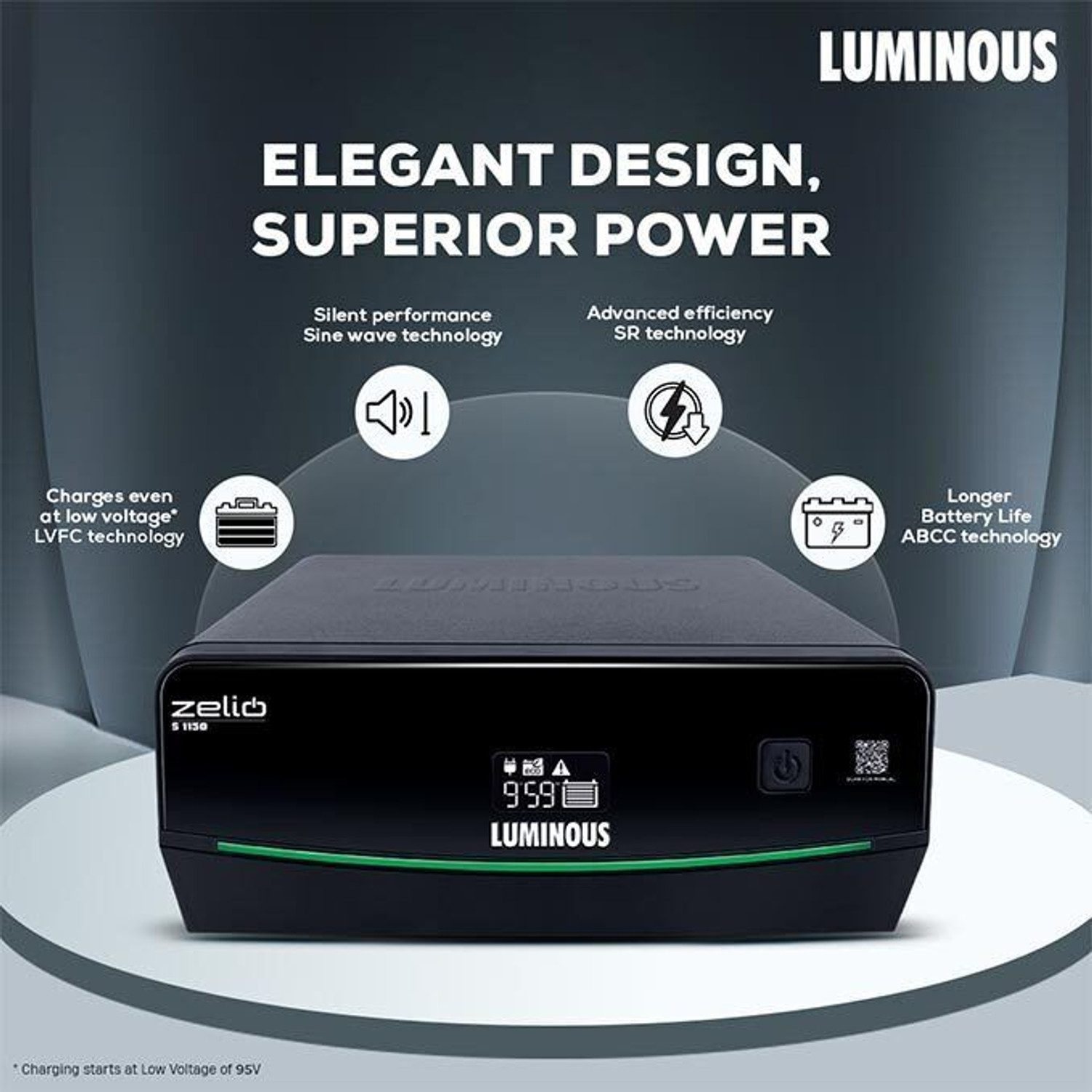 Image of LUMINOUS S 1150 Inverter & RC 25000 Pro 200Ah Battery & Trolly For Home And Office Zelio S 1150 & RC 25000 Pro with 48 Months Warranty Pure Sine Wave Inverter