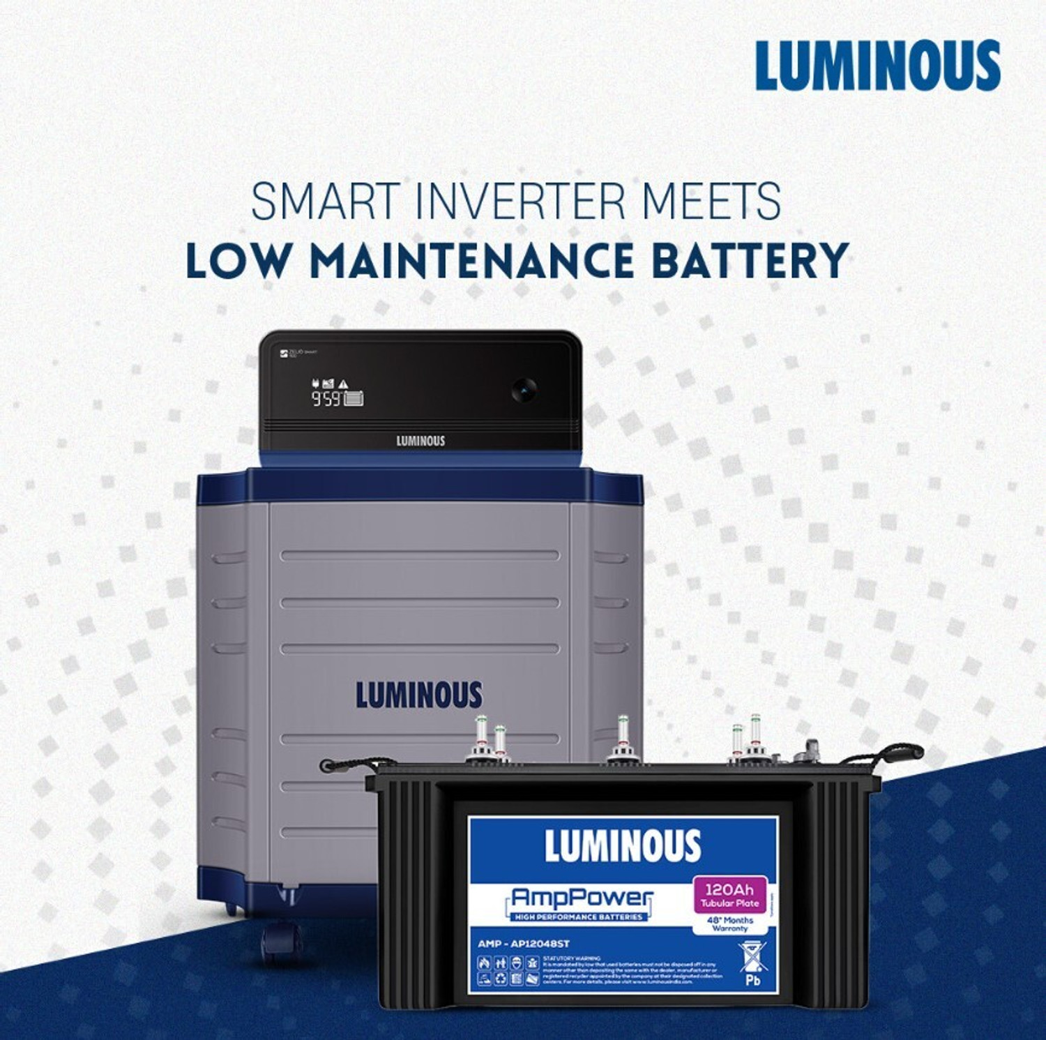 Image of LUMINOUS Zelio 1100 + AMP-AP12048ST + T with 3 Year Warranty Pure Sine Wave Inverter