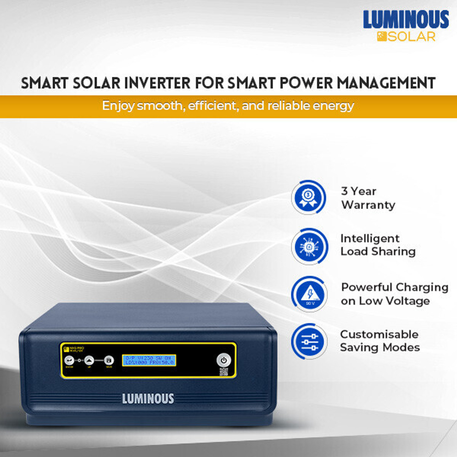 Image of LUMINOUS NXG PRO 1KVA /12V with 3 Year Warranty Solar Compatible Pure Sine Wave Inverter