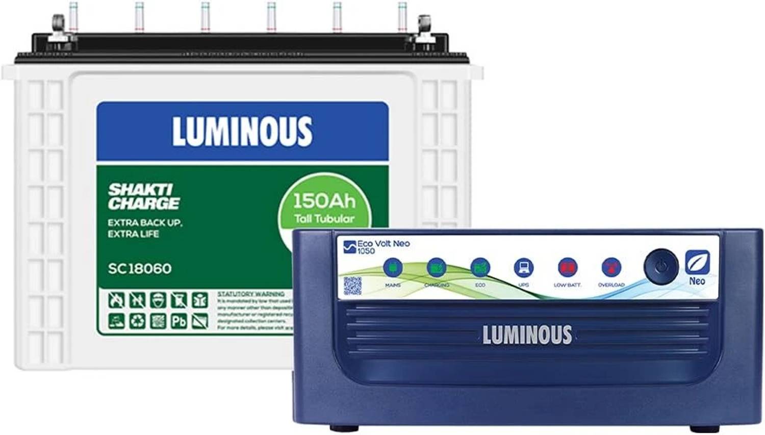 LUMINOUS SC18060 and Volt 1050 SC18060 Eco Volt Neo 1050 with 60 Months Warranty Pure Sine Wave Inverter