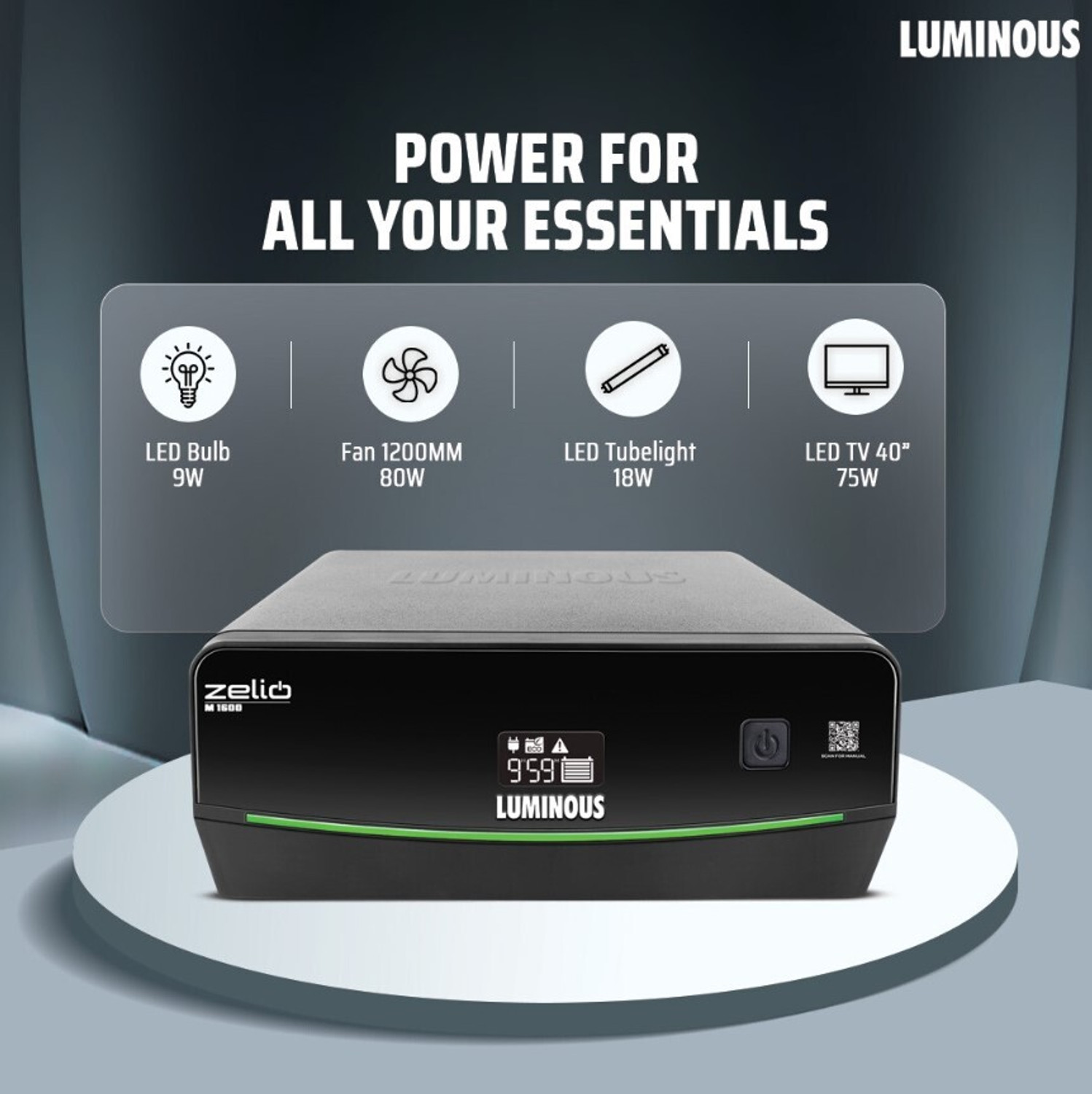 Image of LUMINOUS Zelio M 1600 with 2 Year Warranty Pure Sine Wave Inverter