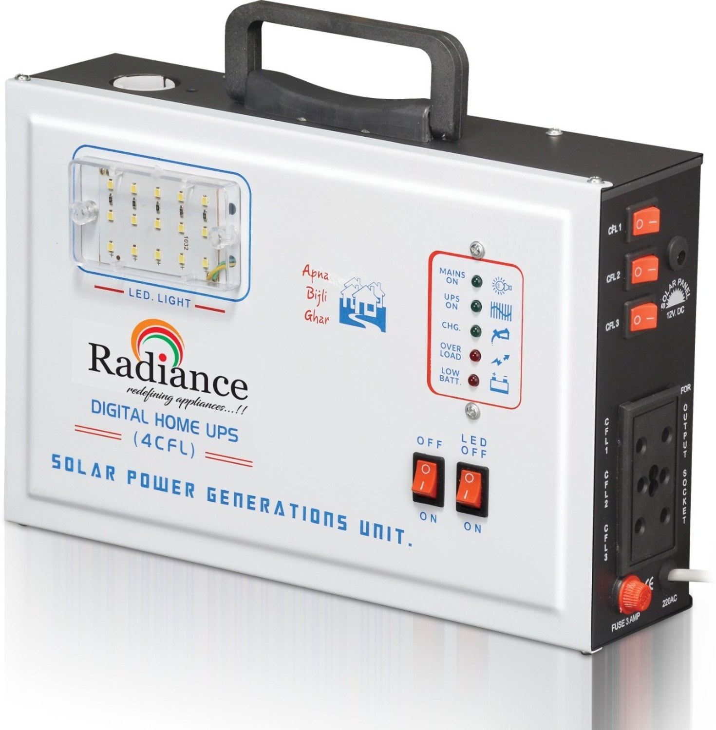 Image of Radiance 7.2AH EXIDE BATTERY RD-150 CFL UPS WITH 12V Solar Compatible Square Wave Inverter