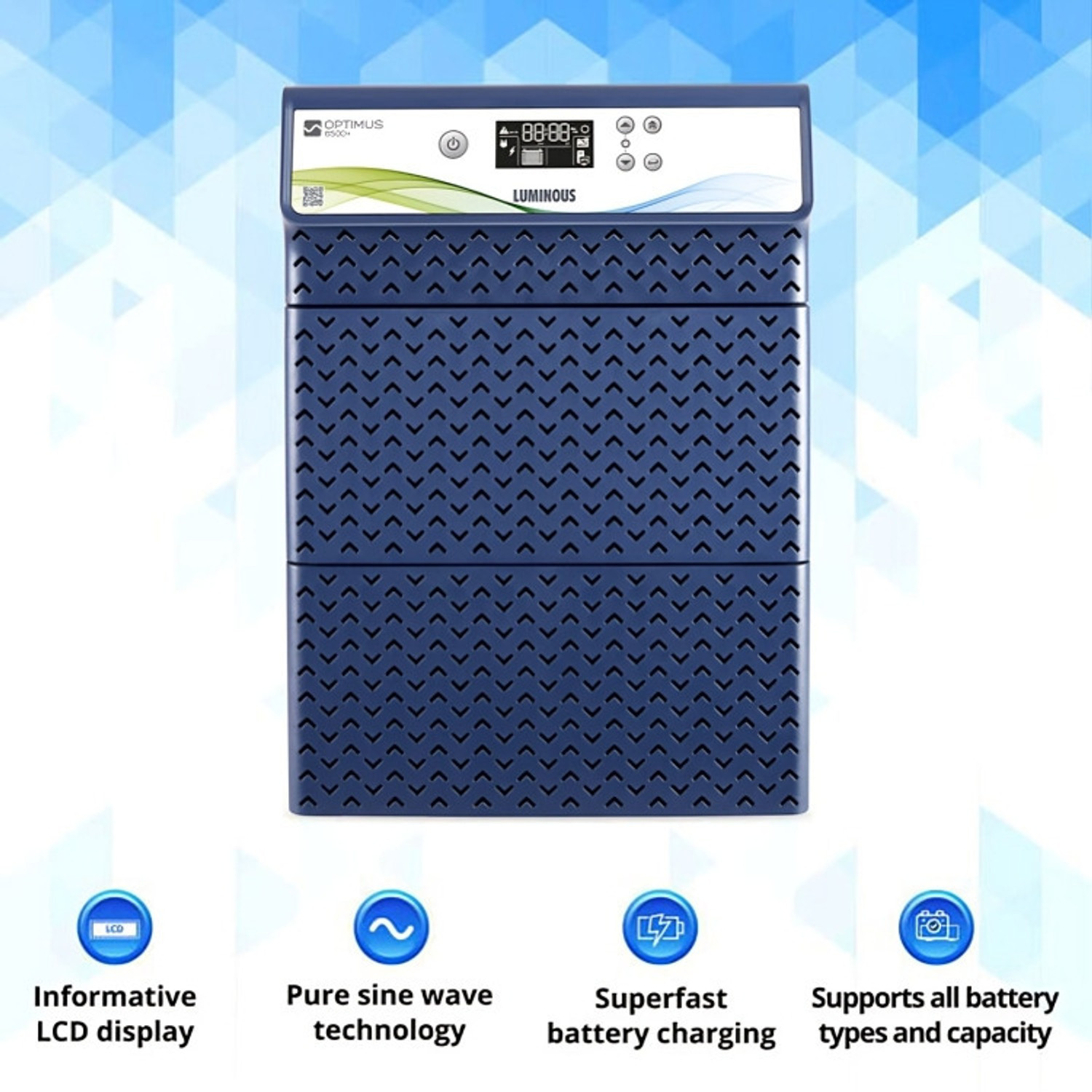 Image of LUMINOUS Optimus 6500+ Optimus 6500+ with 36 Months Warranty Pure Sine Wave Inverter