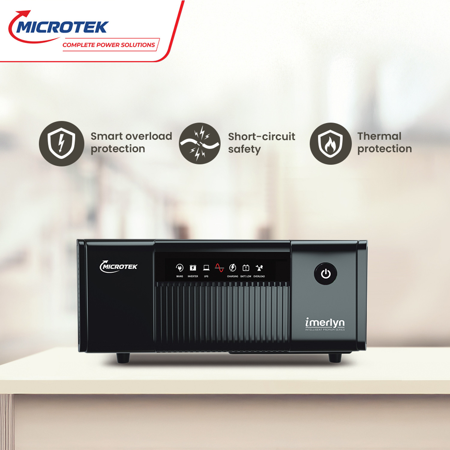Image of Microtek iMERLYN NEW 1050 12V (Compatible with lithium-ion batteries) UPS IMERLYN NEW 1050 12V DG with 3 Year Warranty Square Wave Inverter