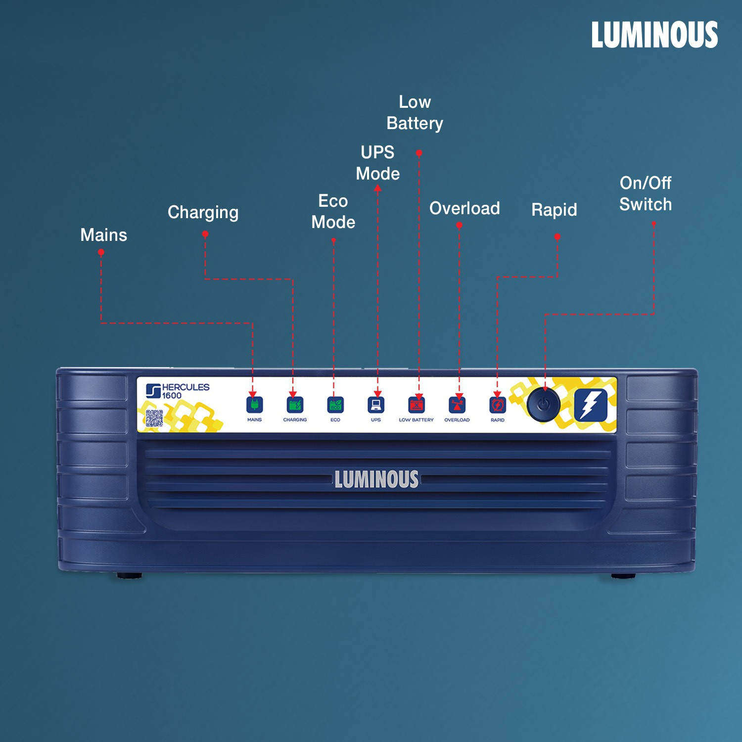 Image of LUMINOUS Hercules 1600 Square Wave Inverter, RC 18000 150Ah Battery with Trolley with 24 Months Warranty Square Wave Inverter
