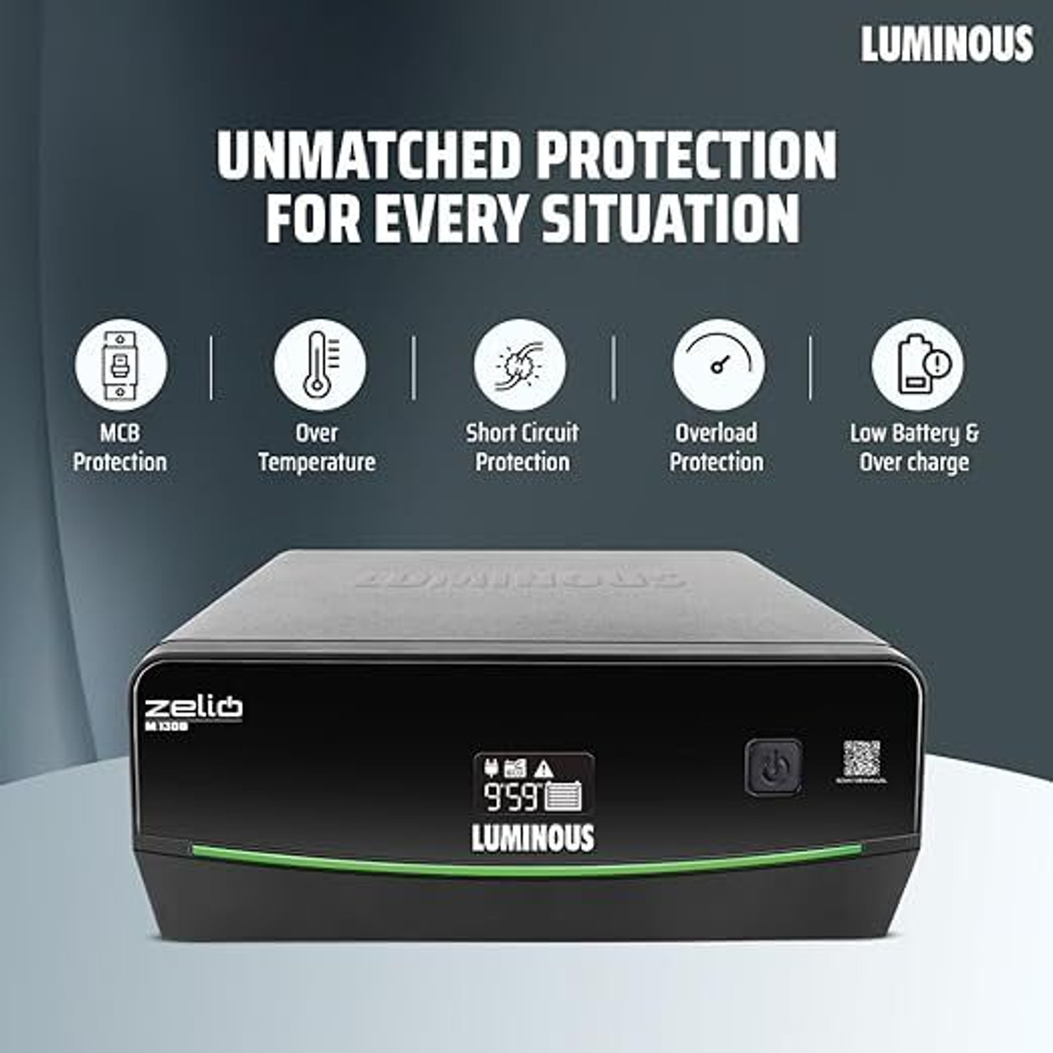 Image of LUMINOUS Zelio M 1300 /12V Inverter with LCD Display Zelio M 1300 /12V Inverter for Home and Office with 3 Year Warranty Pure Sine Wave Inverter