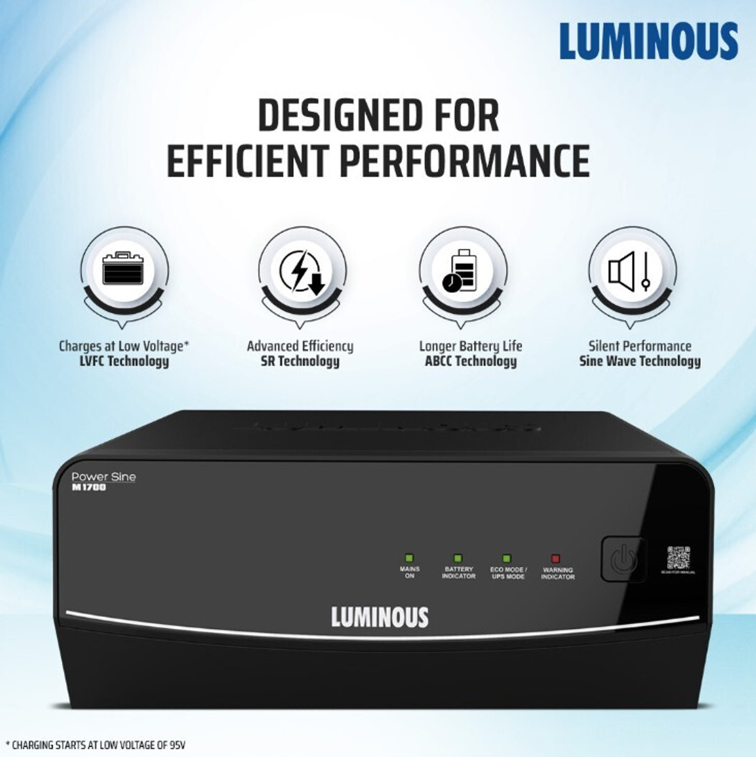 Image of LUMINOUS Power Sine M 1700 with 3 Year Warranty Pure Sine Wave Inverter