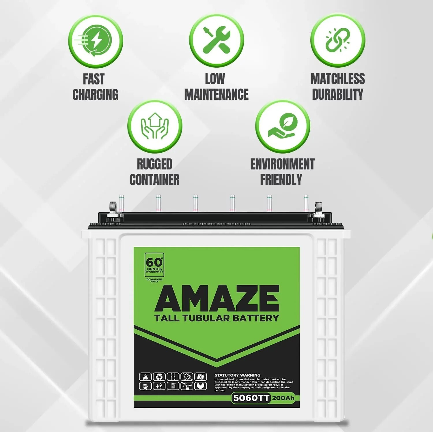 Image of AMAZE AQ1275+ Inverter With 5060TT 200Ah Battery and Trolley Battery Combo- AQ 1275 PRO Inverter with 5060TT 200Ah battery with 3 Year Warranty Square Wave Inverter