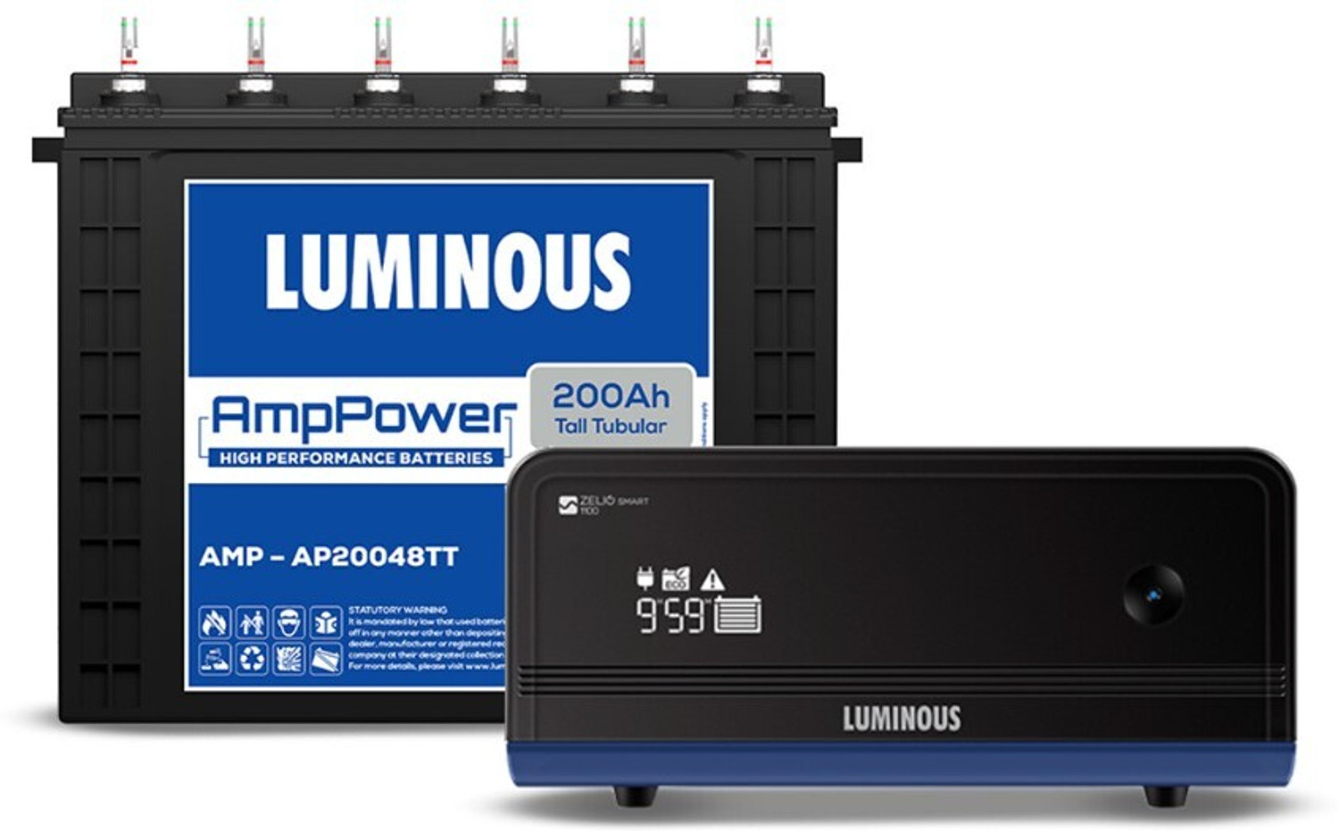 Image of LUMINOUS Zelio 1100 + AMP-AP20048TT with 3 Year Warranty Pure Sine Wave Inverter