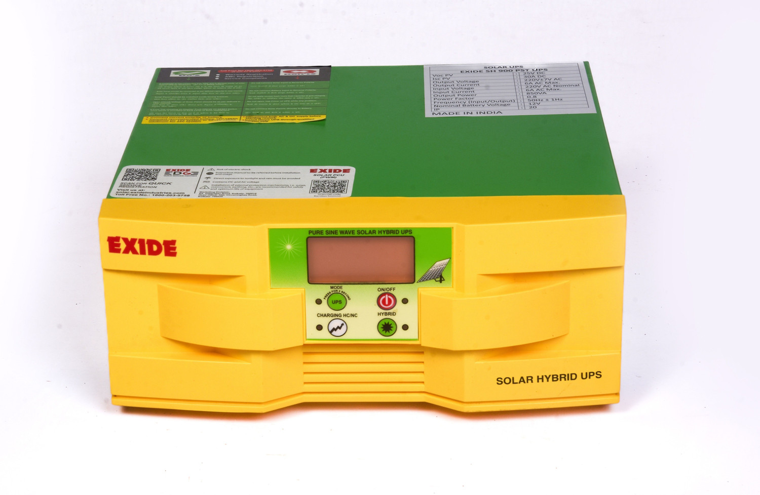 Image of EXIDE Exide1100 Solar Hybrid UPS Inverter, Dual Mode Operation, LCD Display, SH 1100 PST with 2 Year Warranty Solar Compatible Pure Sine Wave Inverter