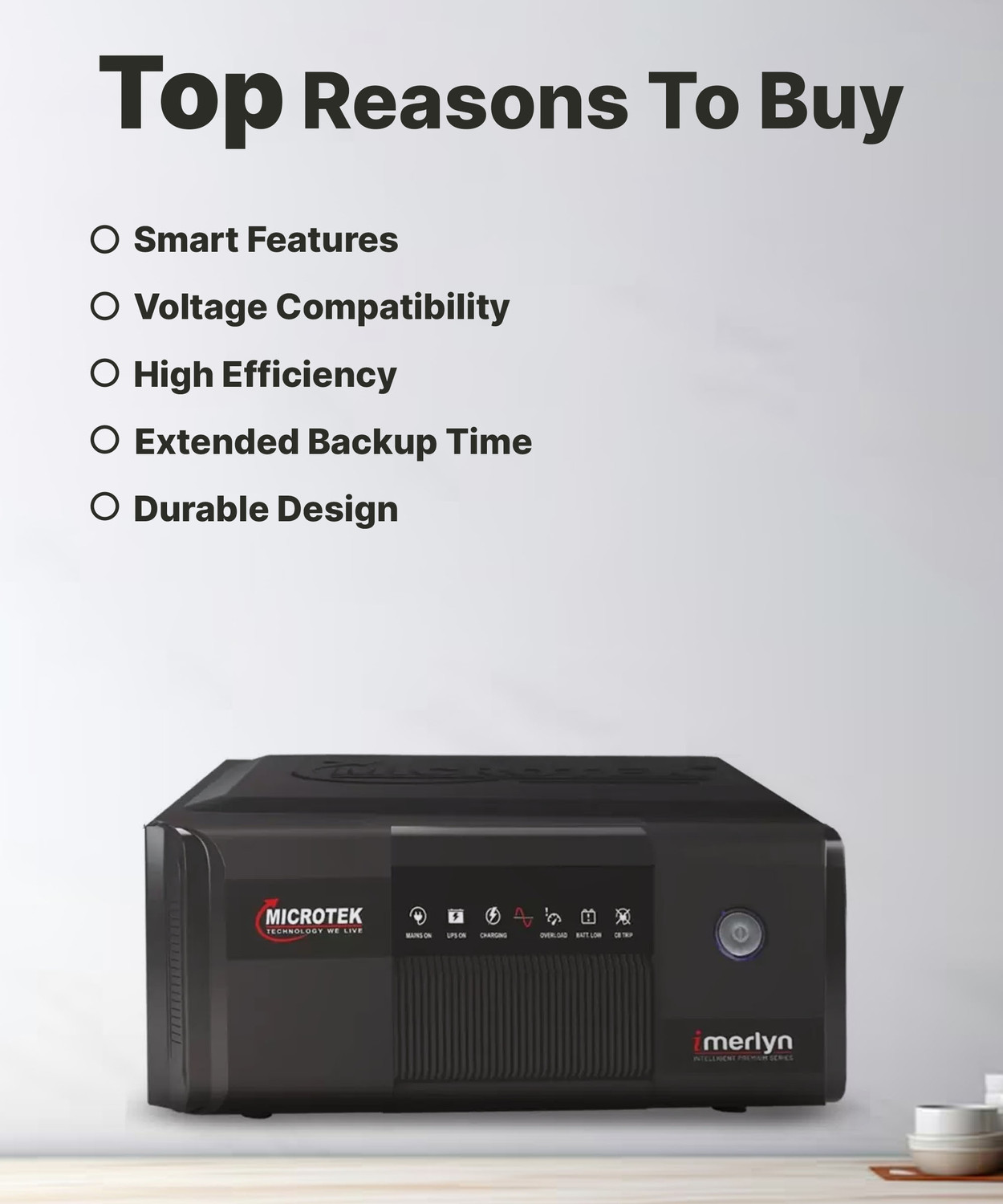 Image of Microtek iMERLYN UPS 1050 12V (UPS IMERLYN 1050 DG) with 3 Year Warranty Square Wave Inverter