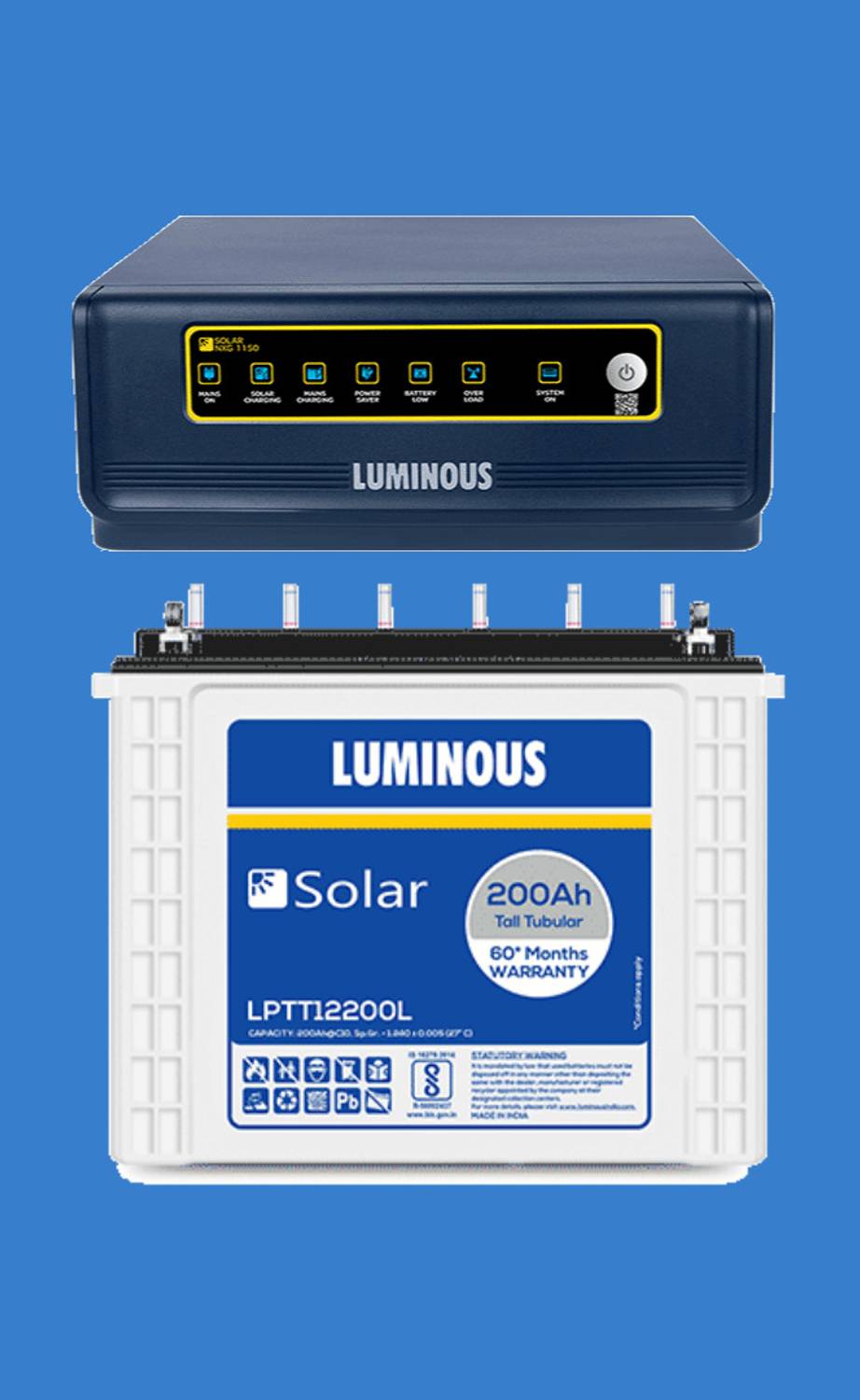 LUMINOUS = LPTT12200L and NXG 1450 with 5 Year Warranty Solar Compatible Pure Sine Wave Inverter