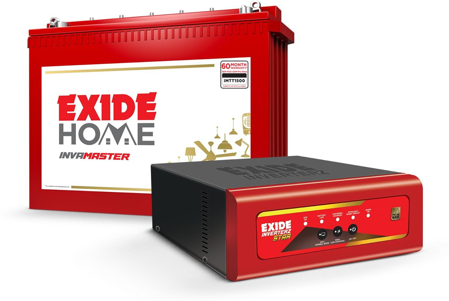 Image of EXIDE Star 1125 /12V Inverter with IMTT1500 150Ah Tall Tubular Battery with 3 Year Warranty Pure Sine Wave Inverter