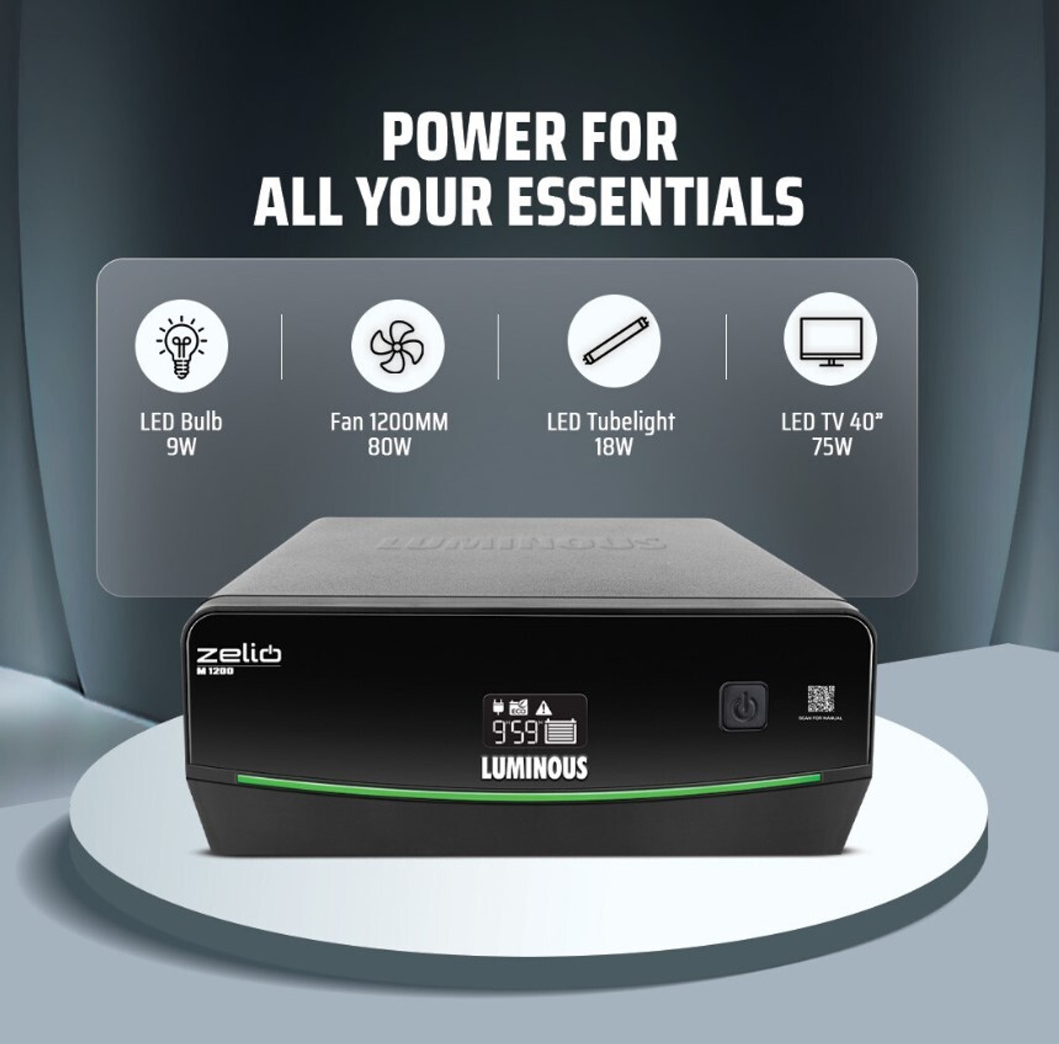 Image of LUMINOUS Zelio M 1200 with 3 Year Warranty Pure Sine Wave Inverter