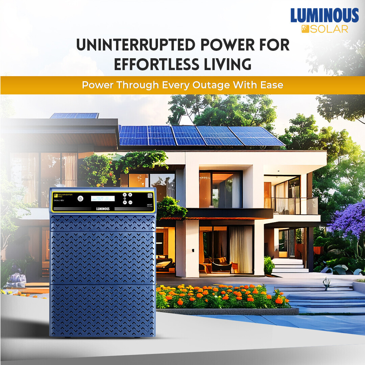 Image of LUMINOUS SOLARVERTER PRO 5KVA with 3 Year Warranty Solar Compatible Pure Sine Wave Inverter