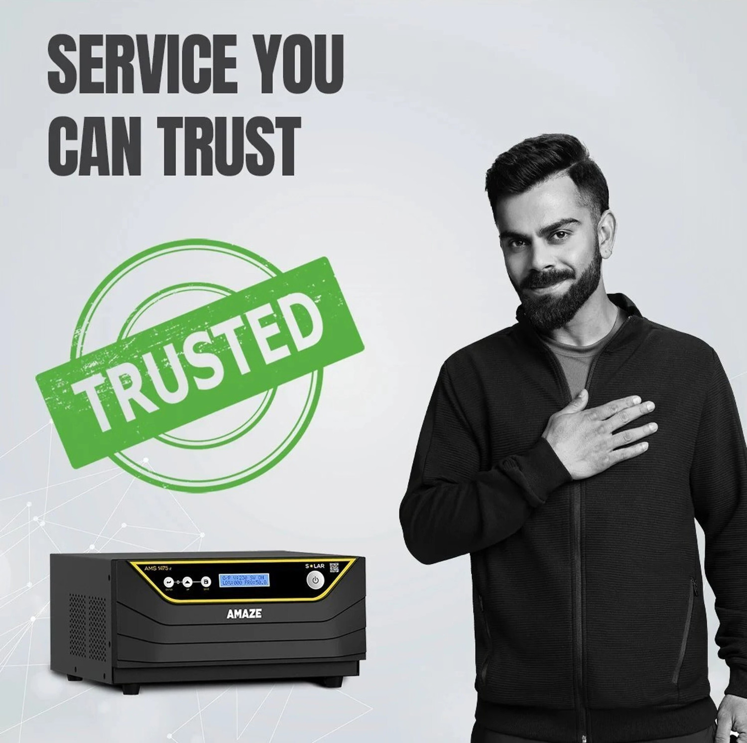 Image of AMAZE AMS 1475E /12V Solar Inverter best for Home and office AMS 1475e with 3 Year Warranty Solar Compatible Pure Sine Wave Inverter