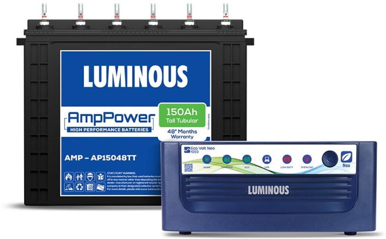 Image of LUMINOUS Eco Volt Neo 1050 + AMP-AP15048TT with 3 Year Warranty Pure Sine Wave Inverter
