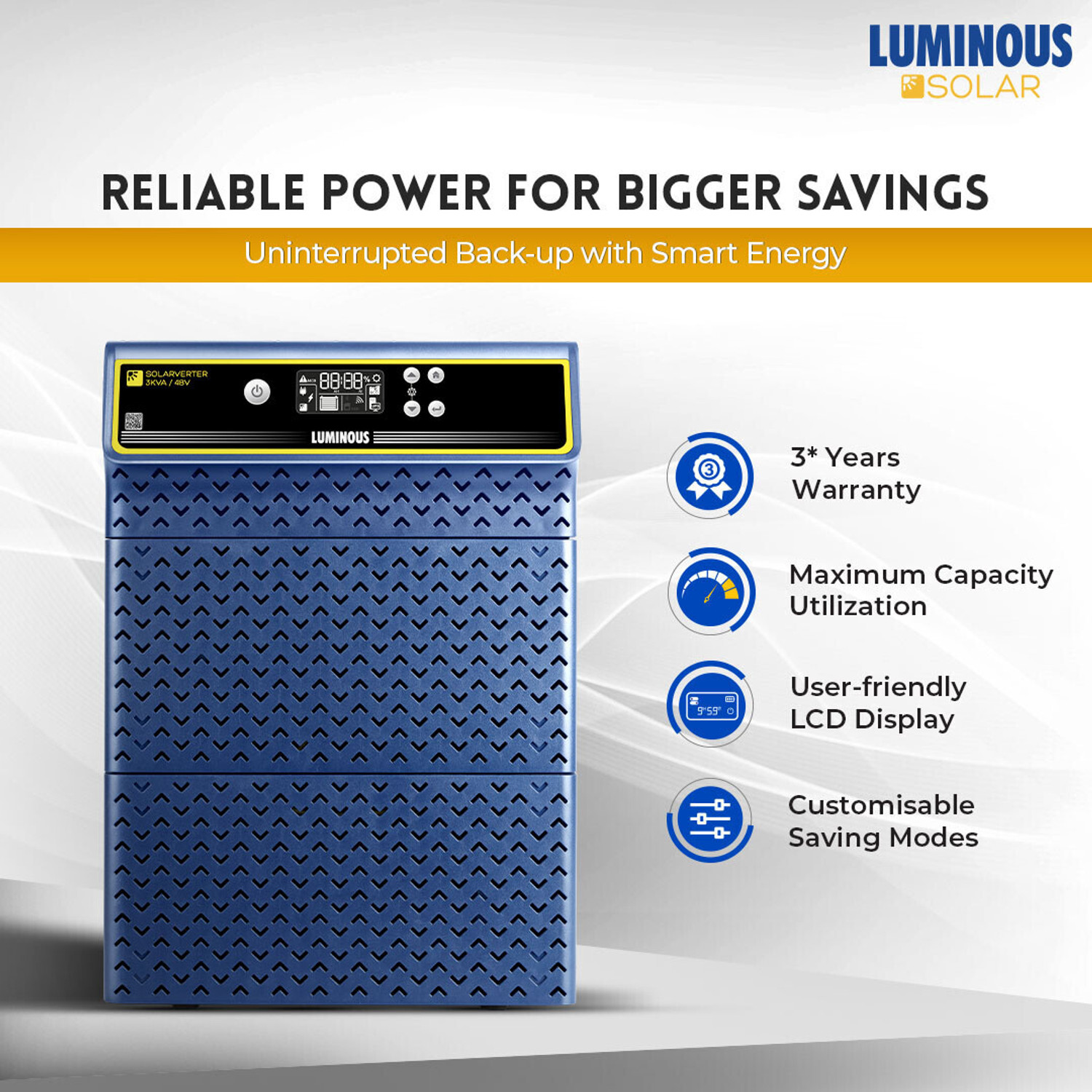 Image of LUMINOUS SOLARVERTER 3KVA with 3 Year Warranty Solar Compatible Pure Sine Wave Inverter