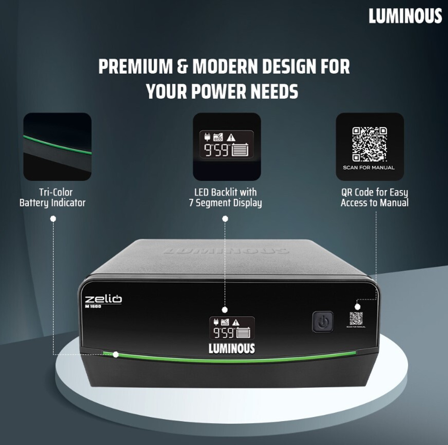 Image of LUMINOUS Zelio M 1600 with 2 Year Warranty Pure Sine Wave Inverter