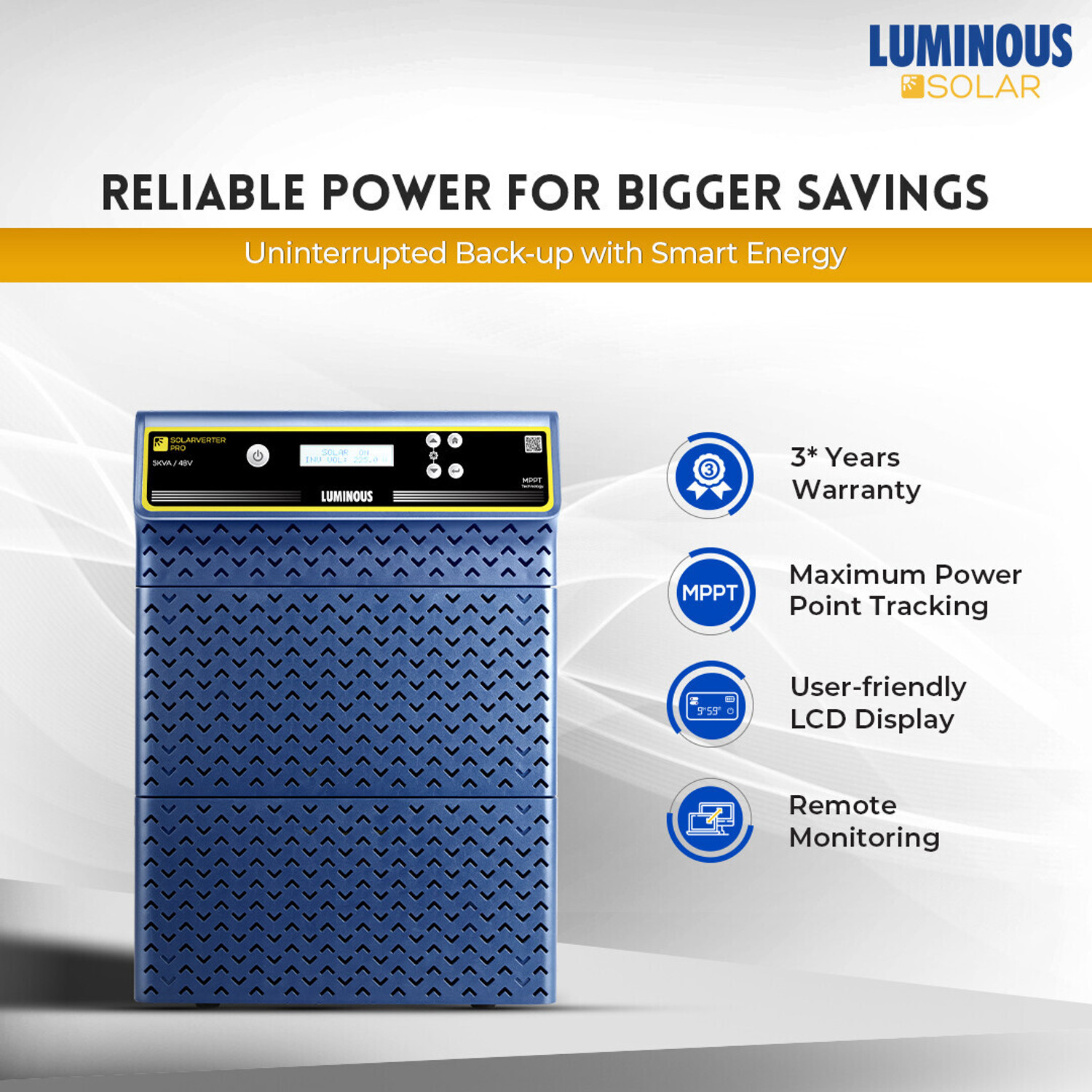 Image of LUMINOUS SOLARVERTER PRO 5KVA with 3 Year Warranty Solar Compatible Pure Sine Wave Inverter