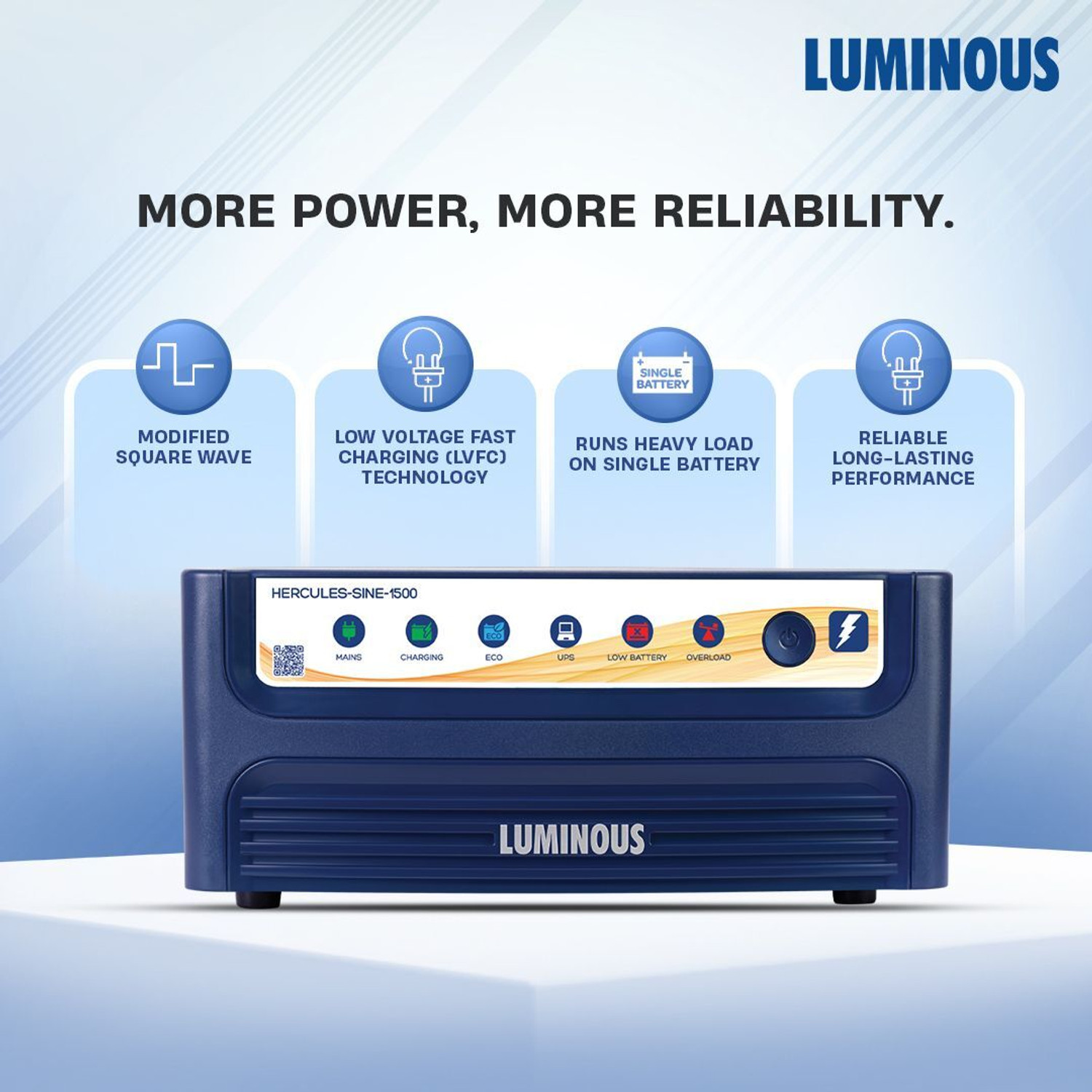 Image of LUMINOUS Hercules 1500 Pure Sine Wave Inverter, RC 25000 200Ah Battery with Trolley with 24 Months Warranty Pure Sine Wave Inverter