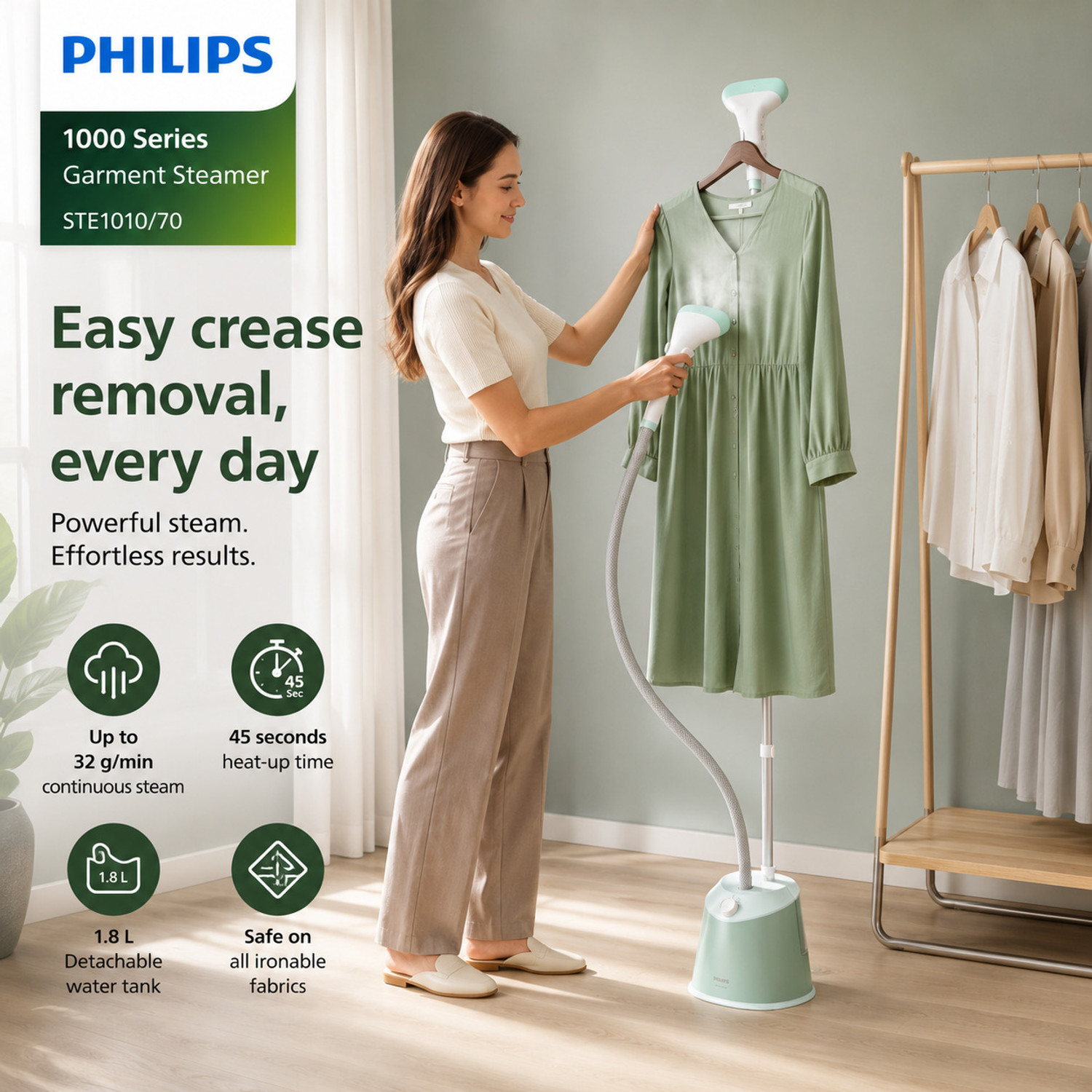 Image of PHILIPS by Philips STE1010 /70 1600 W Garment Steamer