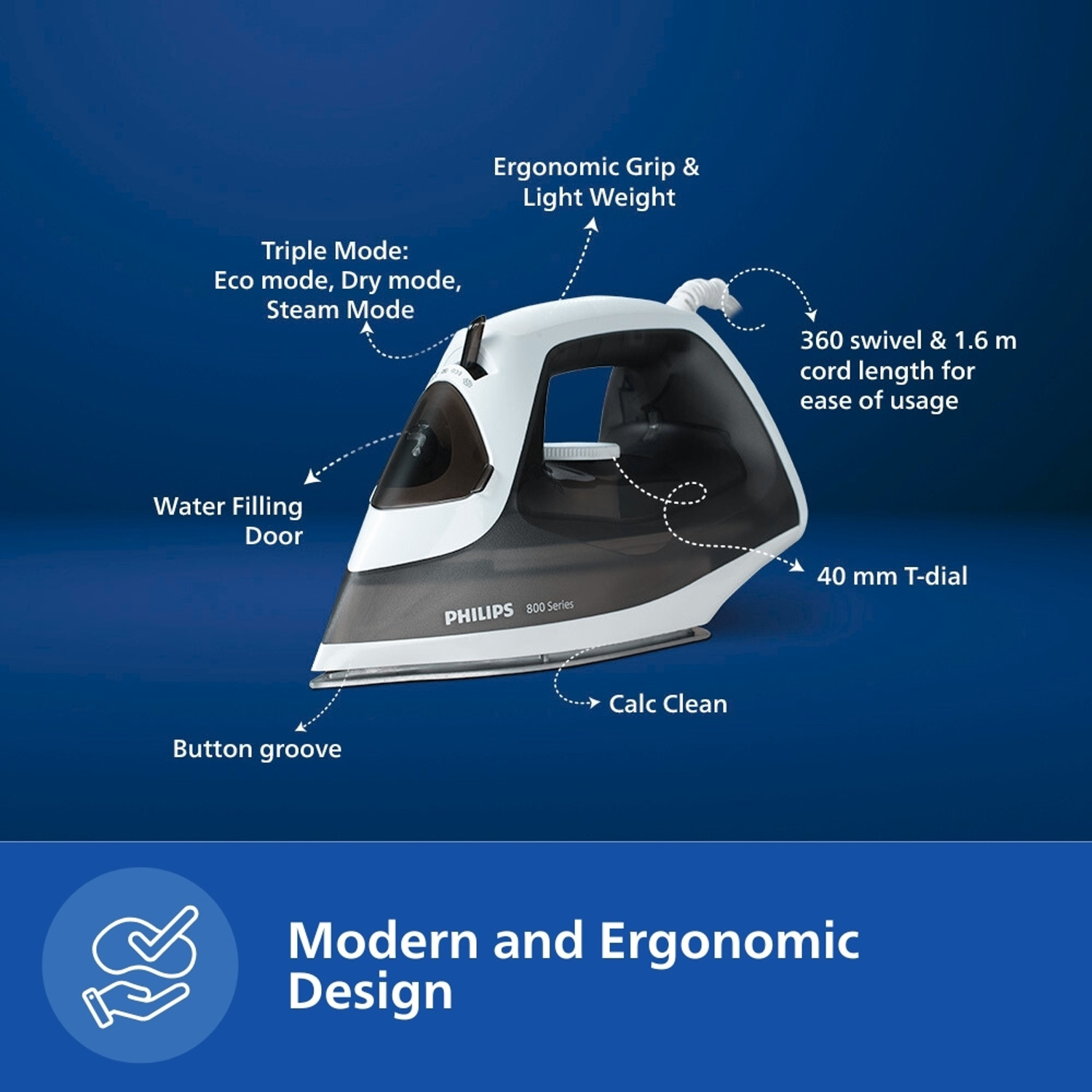 Image of PHILIPS DST0800 /80 1250 W Steam Iron