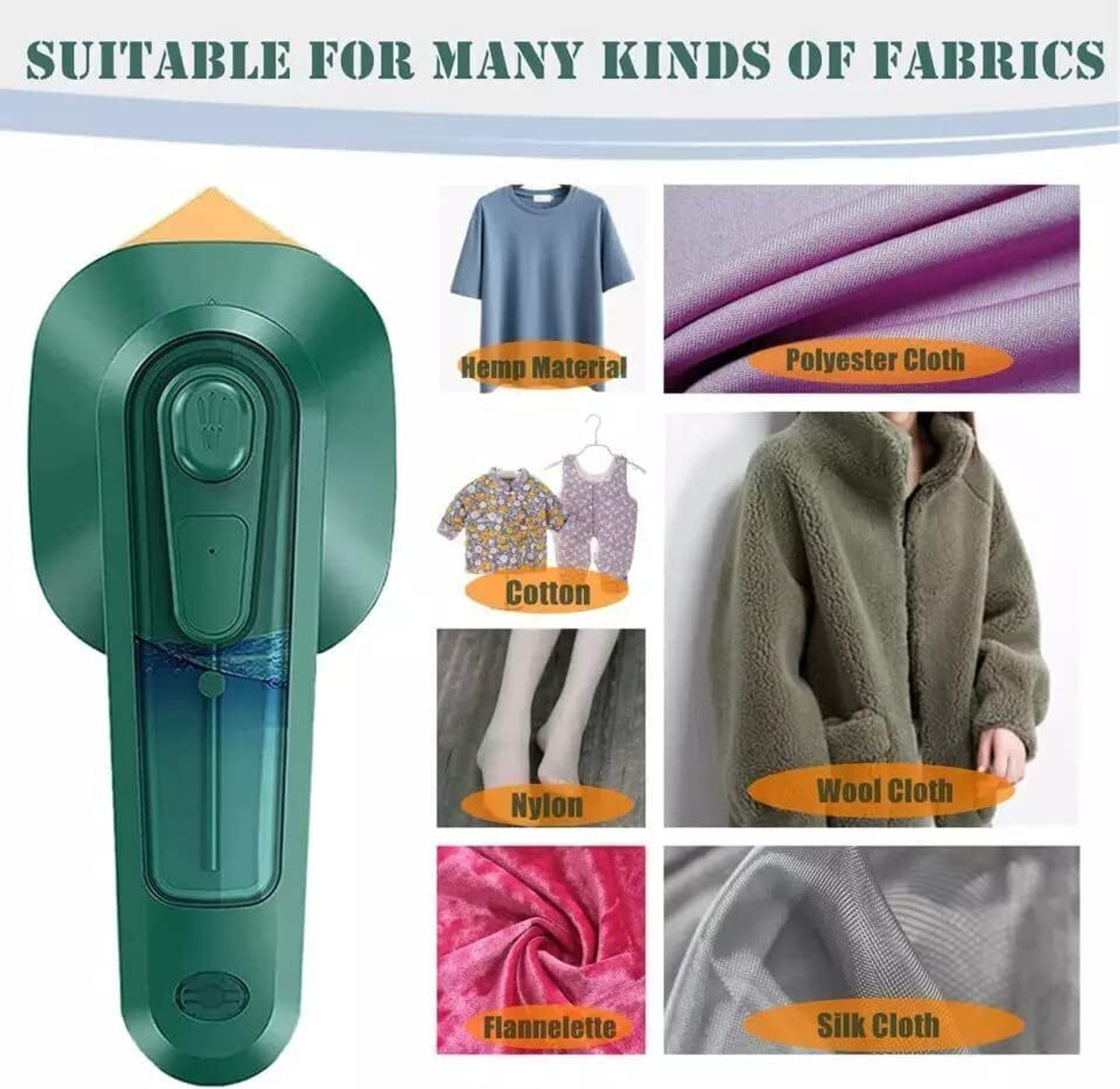 Image of Radhe Portable Iron, Lightweight Fast Micro Steam Iron 50 W Garment Steamer (Green)