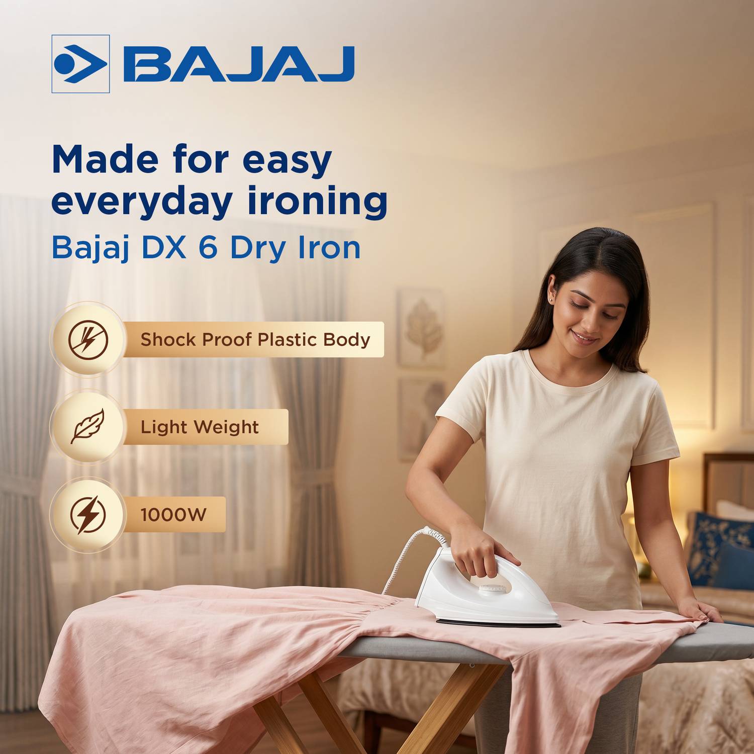 Bajaj Majesty DX 6 1000W Dry Iron - Image 2