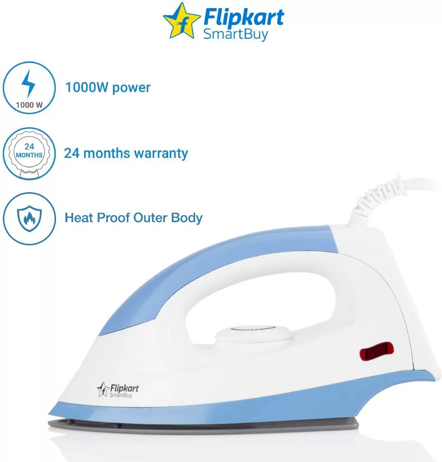 Flipkart SmartBuy 1000W Dry Iron - Image 2